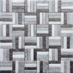 11.8" x 11.8" Silver White Sticks Marble Mosaic Tile | Tile Club | Stripe Tile Pattern