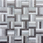11.8" x 11.8" Silver White Sticks Marble Mosaic Tile | Tile Club | Stripe Tile Pattern