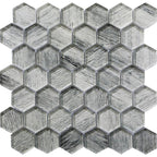 Silver Wooden Glass Hexagon Mosaic Tile | Tile Club | Kitchen Wall Idea