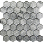 Silver Wooden Glass Hexagon Mosaic Tile | Tile Club | Kitchen Wall Idea