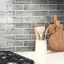 Silver Wooden Glass Subway Mosaic Tile Wall