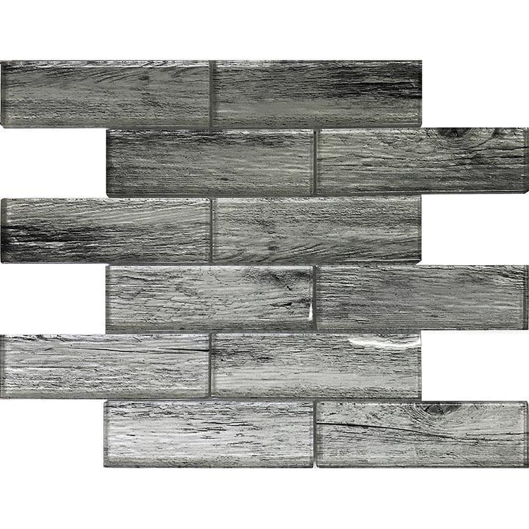Silver Wooden Glass Subway Mosaic Tile | Tile Club | Position1