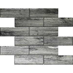 Silver Wooden Glass Subway Mosaic Tile Sample