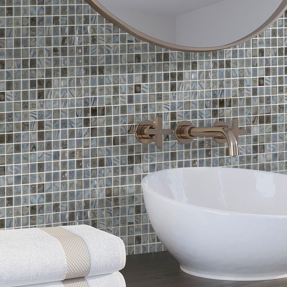 Slate Grey Mixed Squares Glass Pool Tile | Tile Club