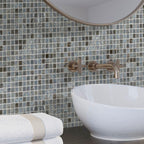 Slate Grey Mixed Squares Glass Pool Tile | Tile Club