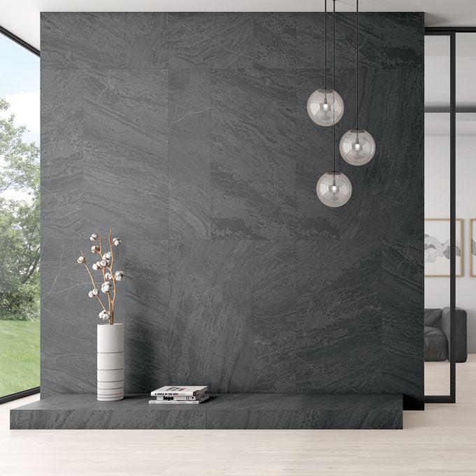 Slatestone Black Porcelain Tile accent wall