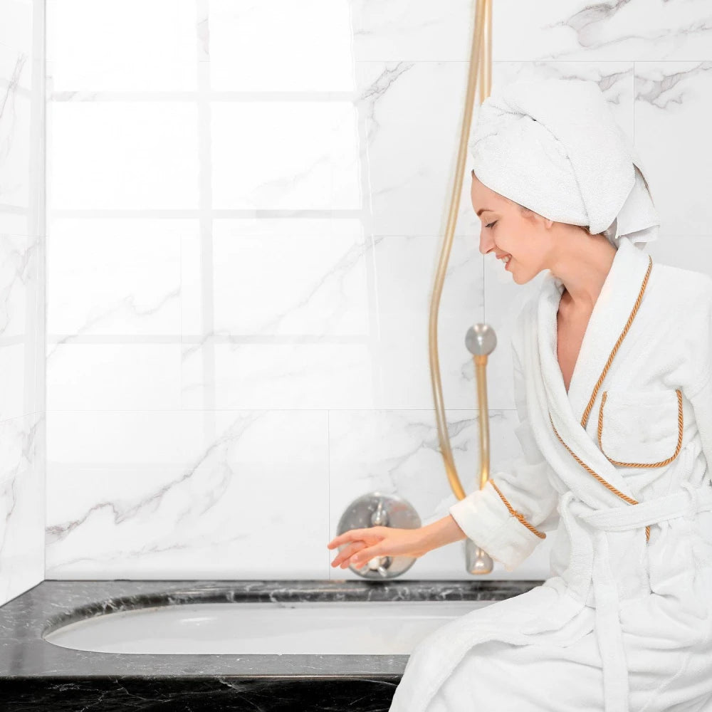 SlimTile Roseville Polished Marble Waterproof Wall Cladding | Tile Club