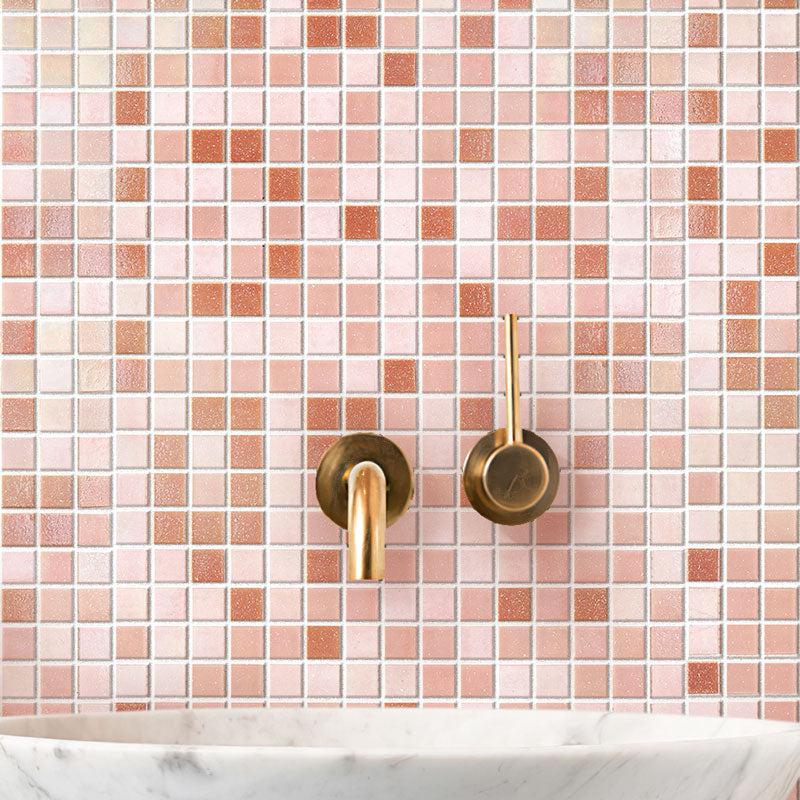 Soft Rose Mixed Squares Glass Tile