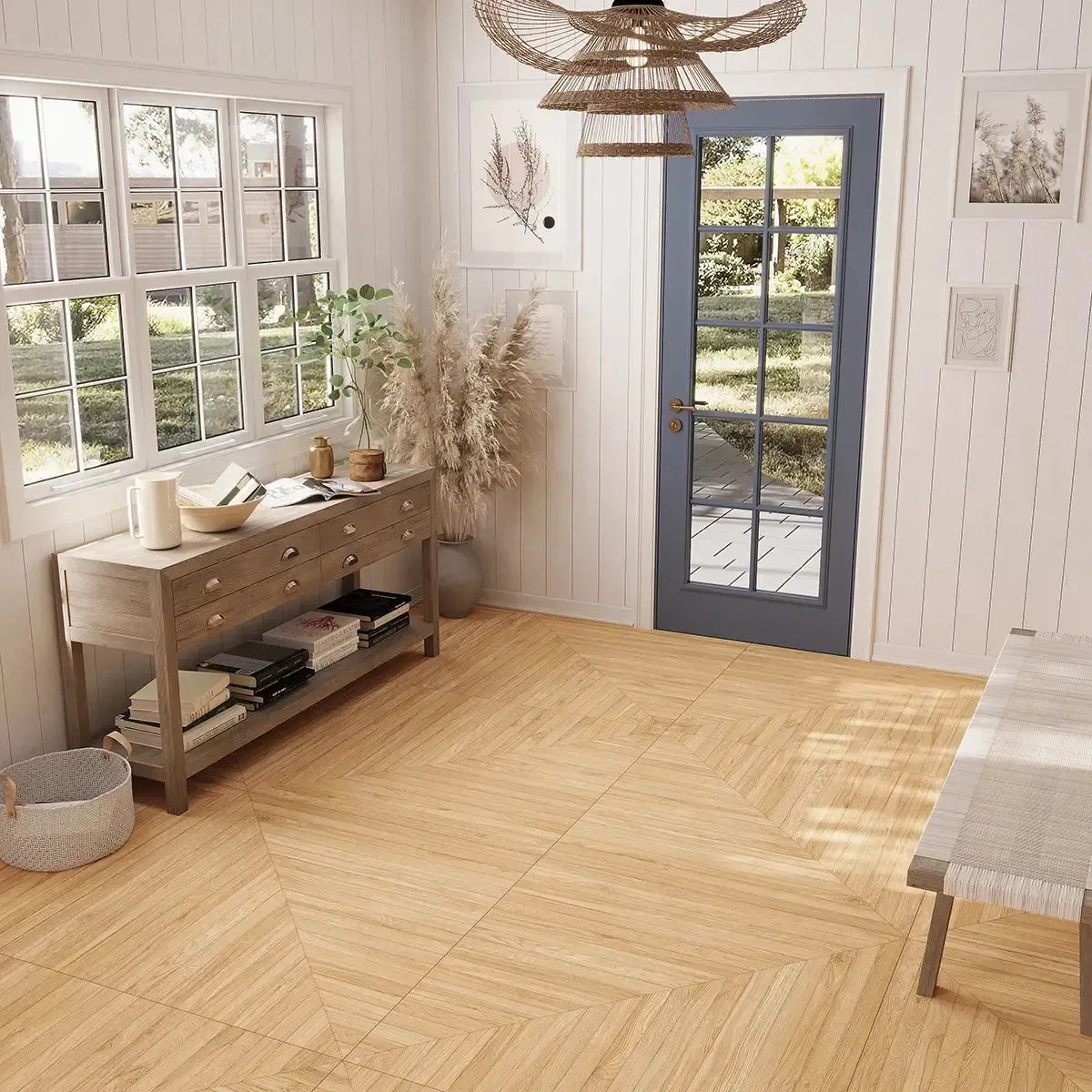Solstrand Honey Oak Geometric Parquet Tile 40X40 | Tile Club