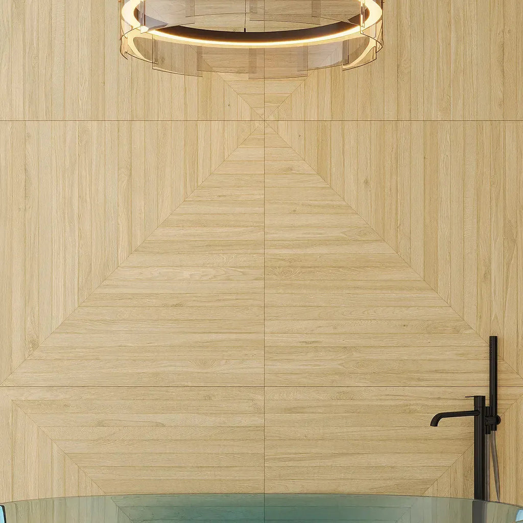 Solstrand White Oak Geometric Parquet Tile 40X40 | Tile Club