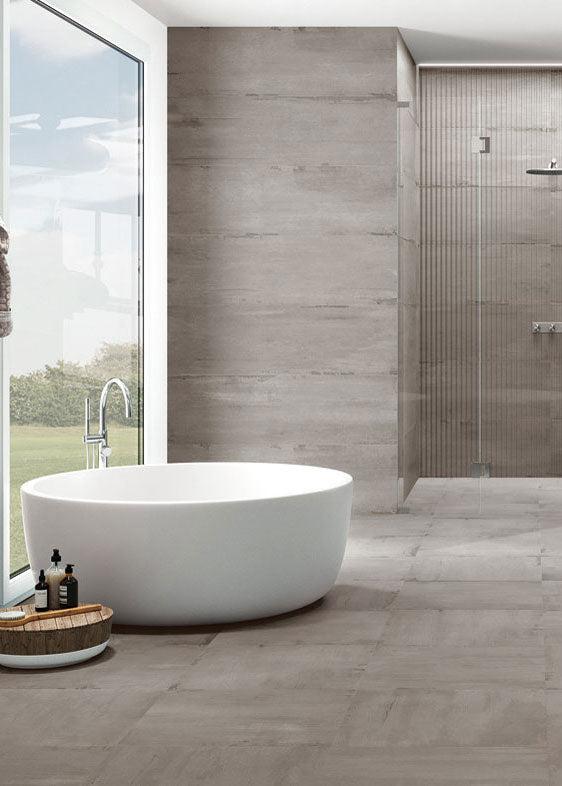 Sospiro Smoke Gray Ceramic Bathroom Wall Tile 12x40