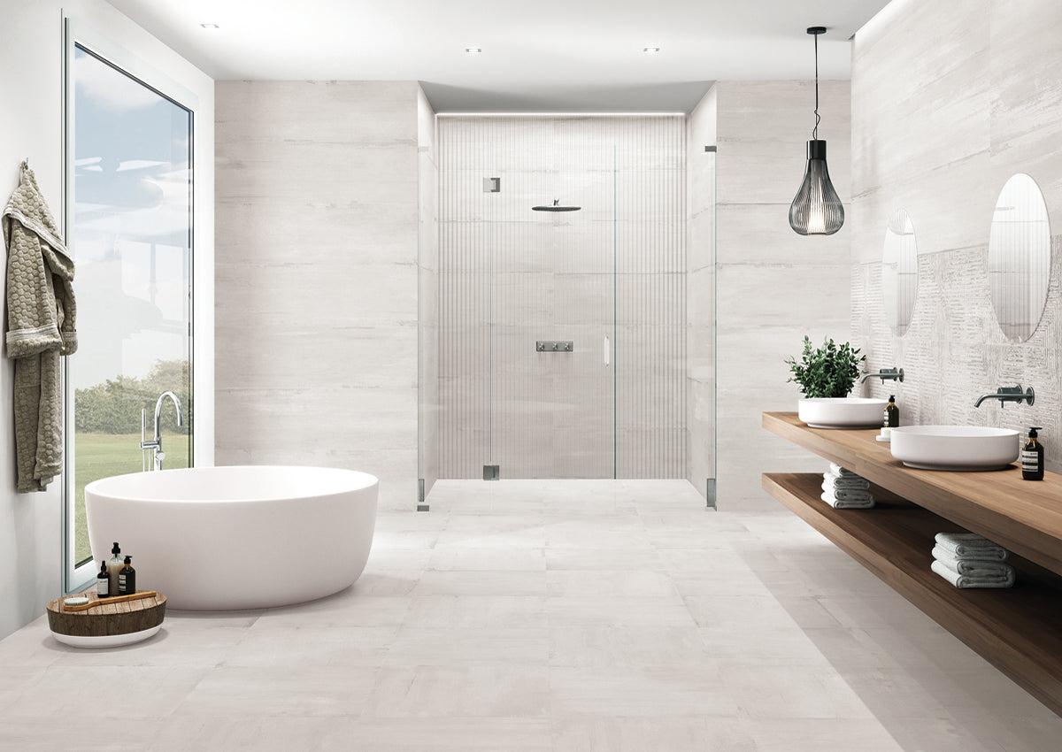 Sospiro White Ceramic Tile Bathroom Walls and Floors 60x60