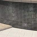 Space Black Squares Glass Pool Tile | Tile Club
