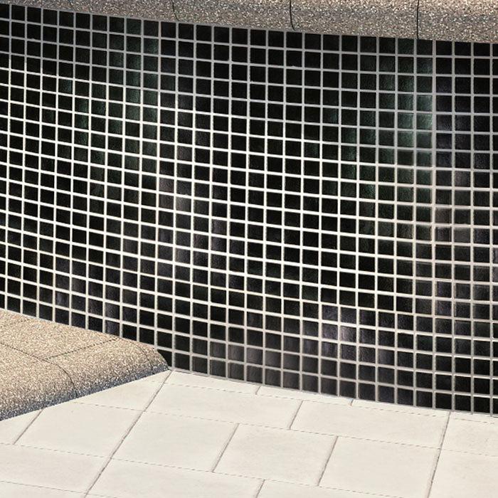 Space Black Squares Glass Pool Tile | Tile Club