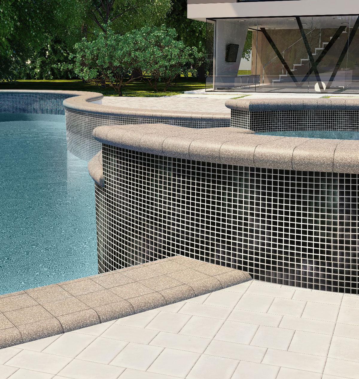 Space Black Squares Glass Pool Tile Finished Outdoor Poolside