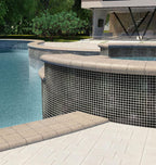 Space Black Squares Glass Pool Tile Finished Outdoor Poolside