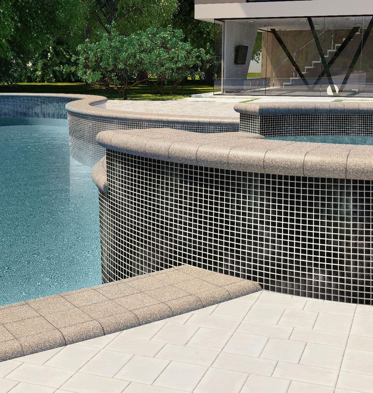 Space Black Squares Glass Pool Tile Finished Outdoor Poolside