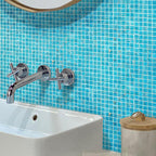 Sparkling Bright Blue & Gold Mixed Squares Glass Pool Tile | Tile Club