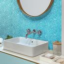 Sparkling Bright Blue & Gold Mixed Squares Glass Pool Tile Bathroom Backsplash
