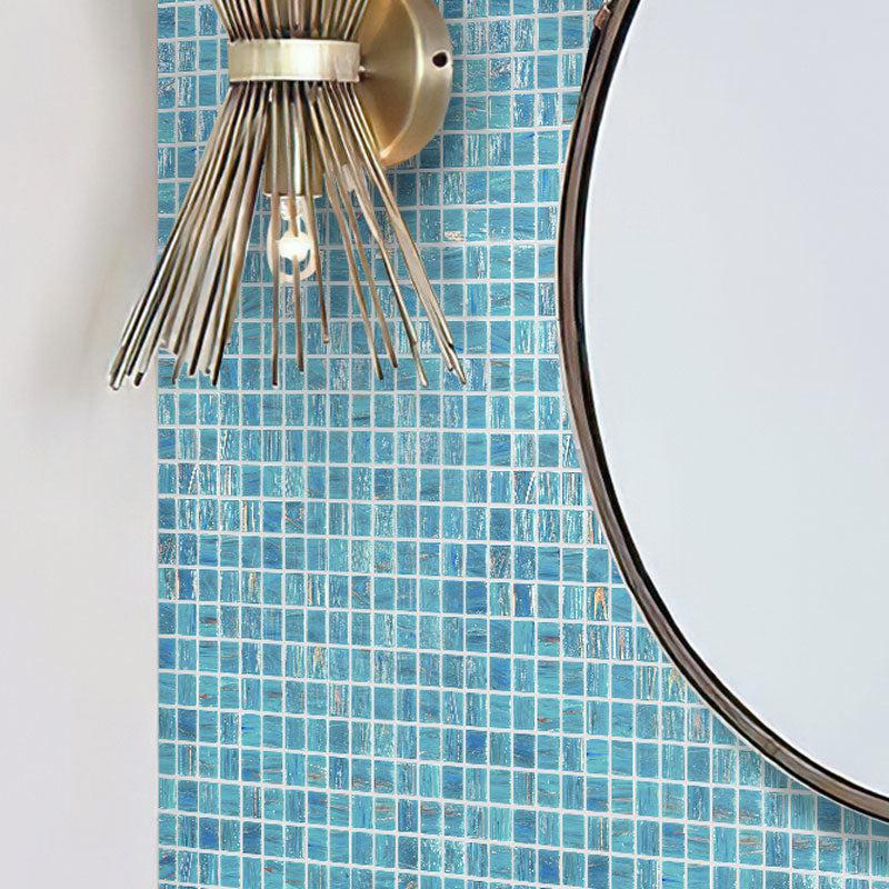 Sparkling Classic Blue and Gold Mixed Squares Glass Pool Tile