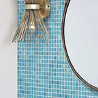 Sparkling Classic Blue and Gold Mixed Squares Glass Pool Tile | Tile Club