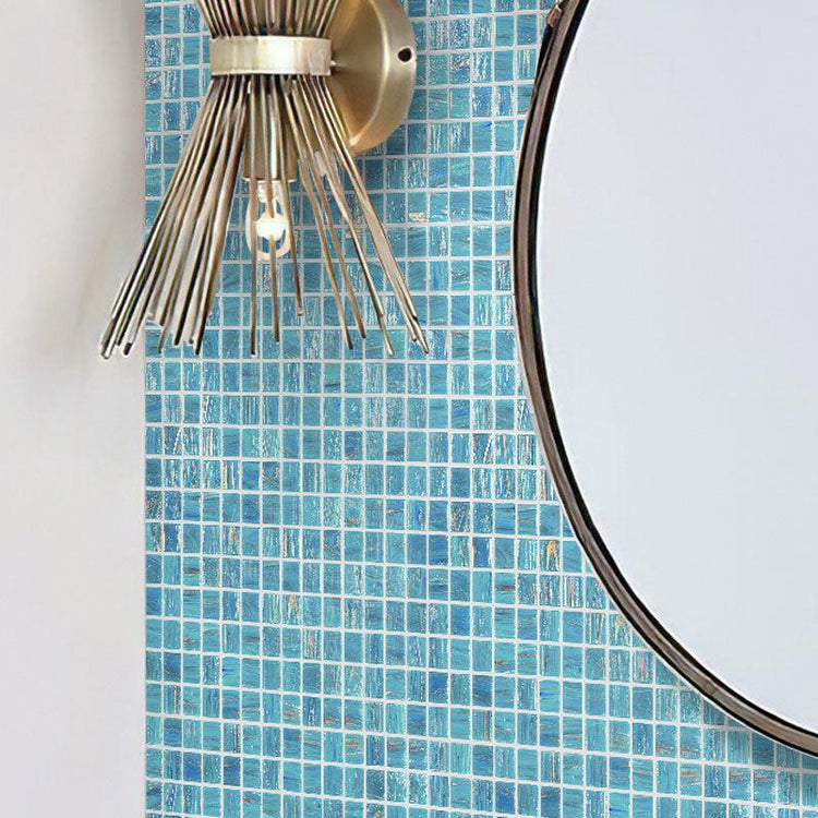 Sparkling Classic Blue and Gold Mixed Squares Glass Pool Tile | Tile Club