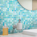Sparkling Pool Blue Mixed Squares Glass Tile | Tile Club