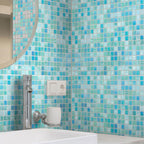 Sparkling Pool Blue Mixed Squares Glass Tile | Tile Club