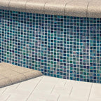 Sparkly Midnight Teal Squares Glass Pool Tile | Tile Club