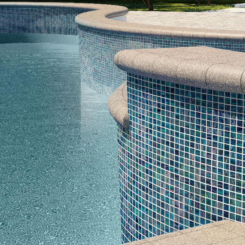 Sparkly Midnight Teal Squares Glass Pool Tile | Tile Club