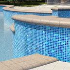 Sparkly Sea Waves Mixed Squares Glass Pool Tile | Tile Club