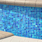 Sparkly Sea Waves Mixed Squares Glass Pool Tile | Tile Club
