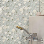 Sparkly Spheras Glass And Stone Tiles backsplash close-up