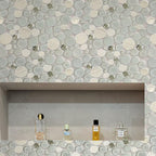 Sparkle Spheres Glass And Stone Tiles bathroom niche
