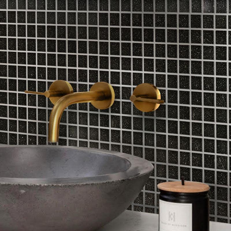 Speckled Black Squares Glass Pool Tile | Tile Club