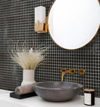 Speckled Black Squares Glass Pool Tile Bathroom Backsplash