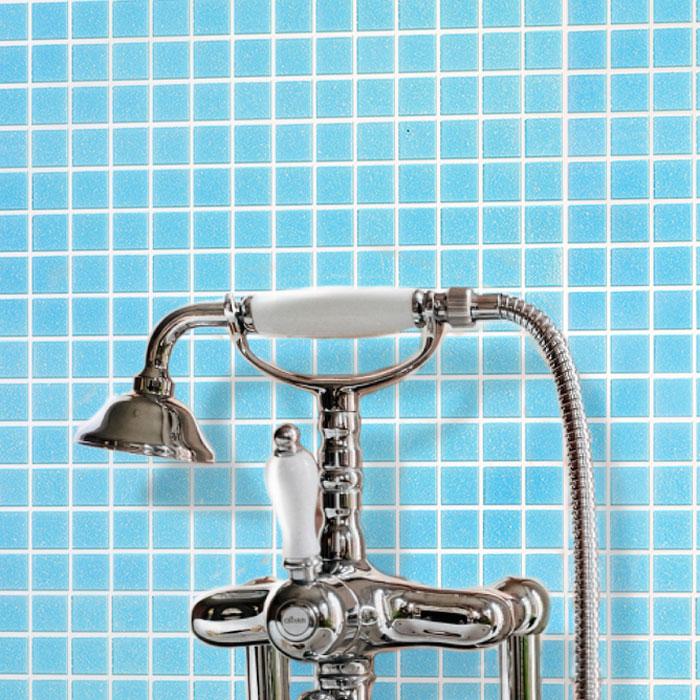 Speckled Blue Squares Glass Pool Tile | Tile Club