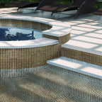 Speckled Caramel Squares Glass Pool Tile Outdoor Poolside