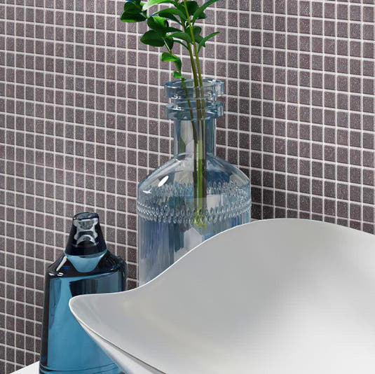 Speckled Charcoal Grey Squares Glass Pool Tile | Tile Club