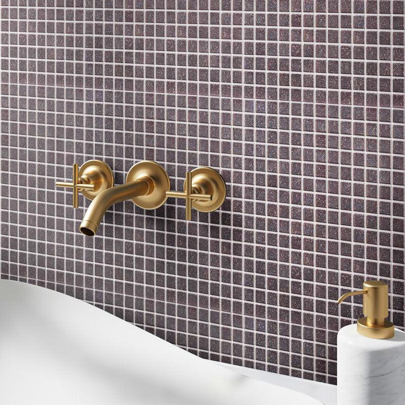 Speckled Charcoal Grey Squares Glass Pool Tile | Tile Club