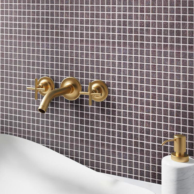 Speckled Charcoal Grey Squares Glass Pool Tile | Tile Club