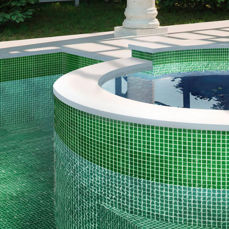Speckled Emerald Green Squares Glass Pool Tile | Tile Club