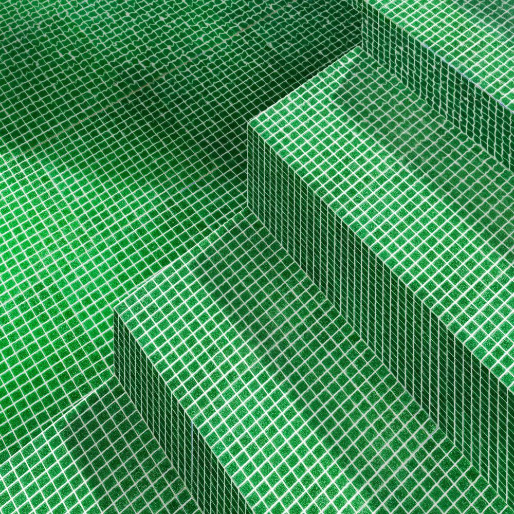 Speckled Emerald Green Squares Glass Pool Tile