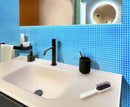 Speckled Fiji Blue Squares Glass Pool Tile Bathroom Backsplash