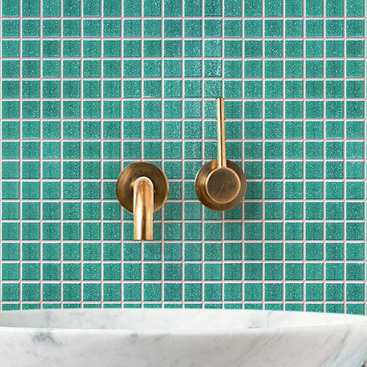Speckled Jade Green Squares Glass Pool Tile | Tile Club