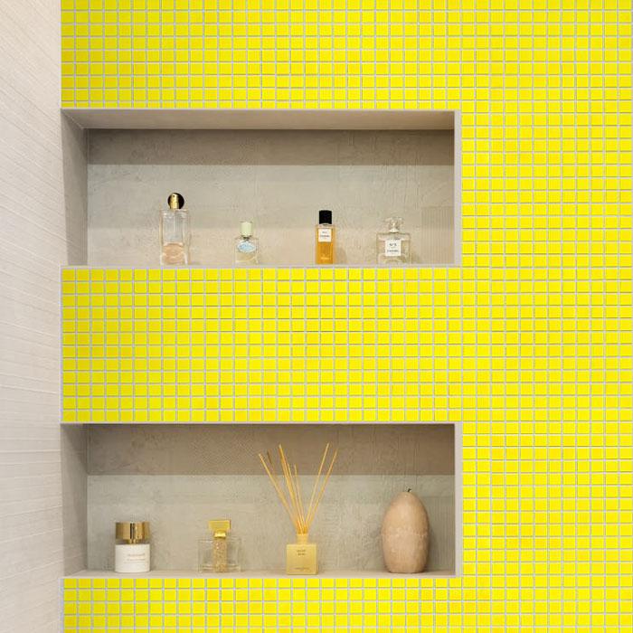 Lemon Yellow Squares Glass Pool Tile | Tile Club