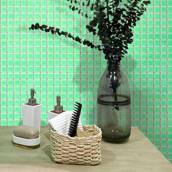 Speckled Lime Green Squares Glass Pool Tile