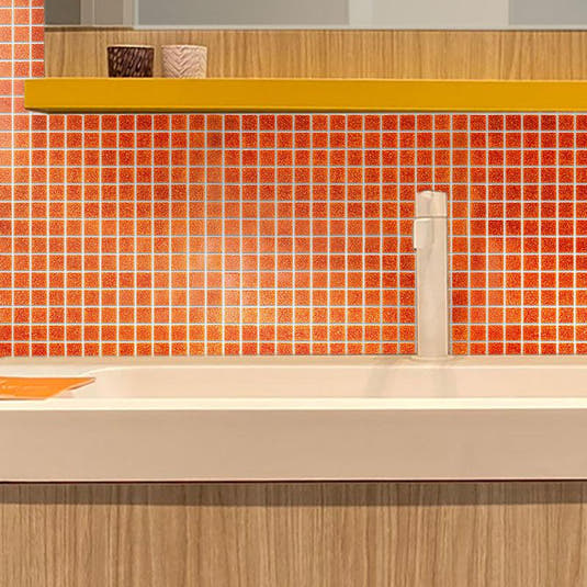 Speckled Orange Squares Glass Pool Tile | Tile Club