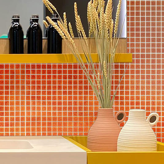 Speckled Orange Squares Glass Pool Tile | Tile Club
