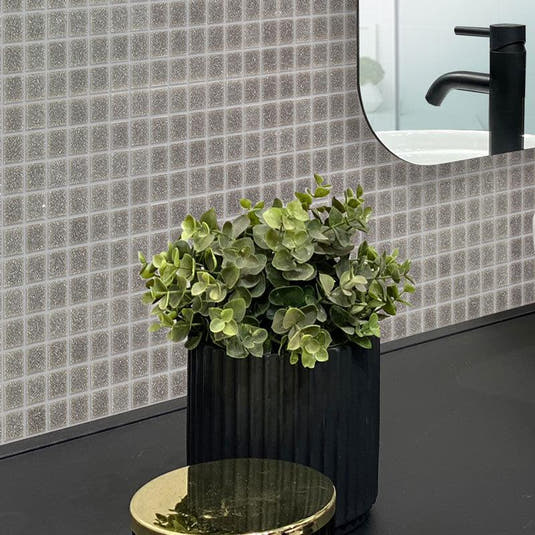 Speckled Pewter Grey Squares Glass Pool Tile | Tile Club